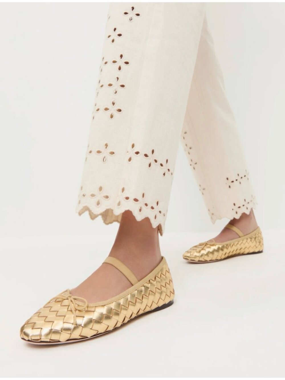 New Loeffler Randall Leonie Gold Woven Ballet Flat Sz 7 - Picture 2 of 13